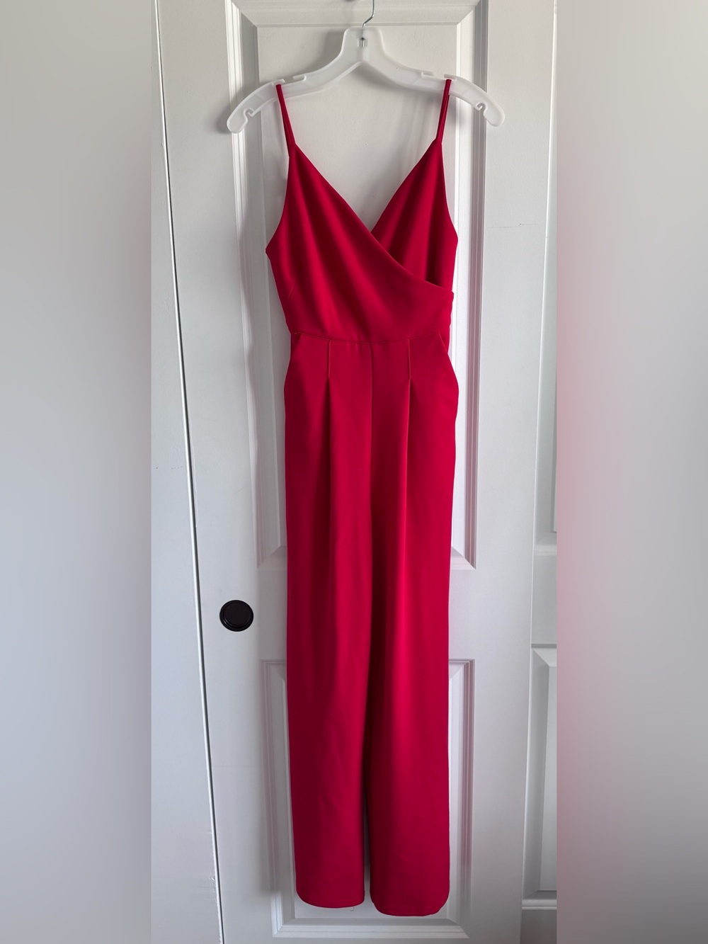 Love Culture Red Sleeveless Wrap Front Jumpsuit
